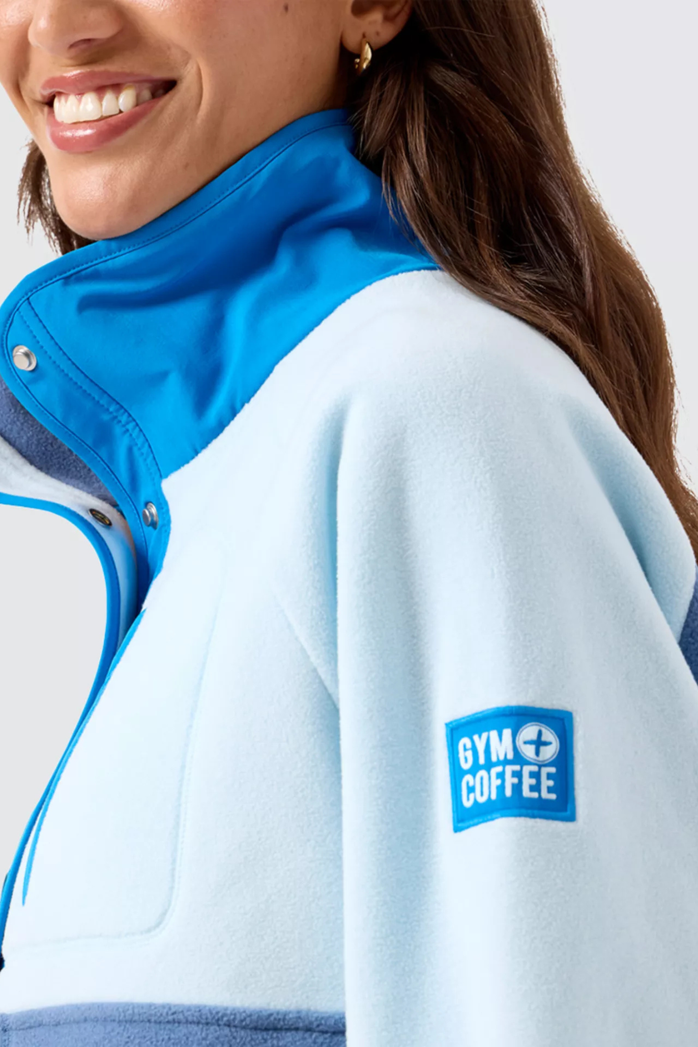 Gym+Coffee Snap Polar Fleece - Oasis Blue