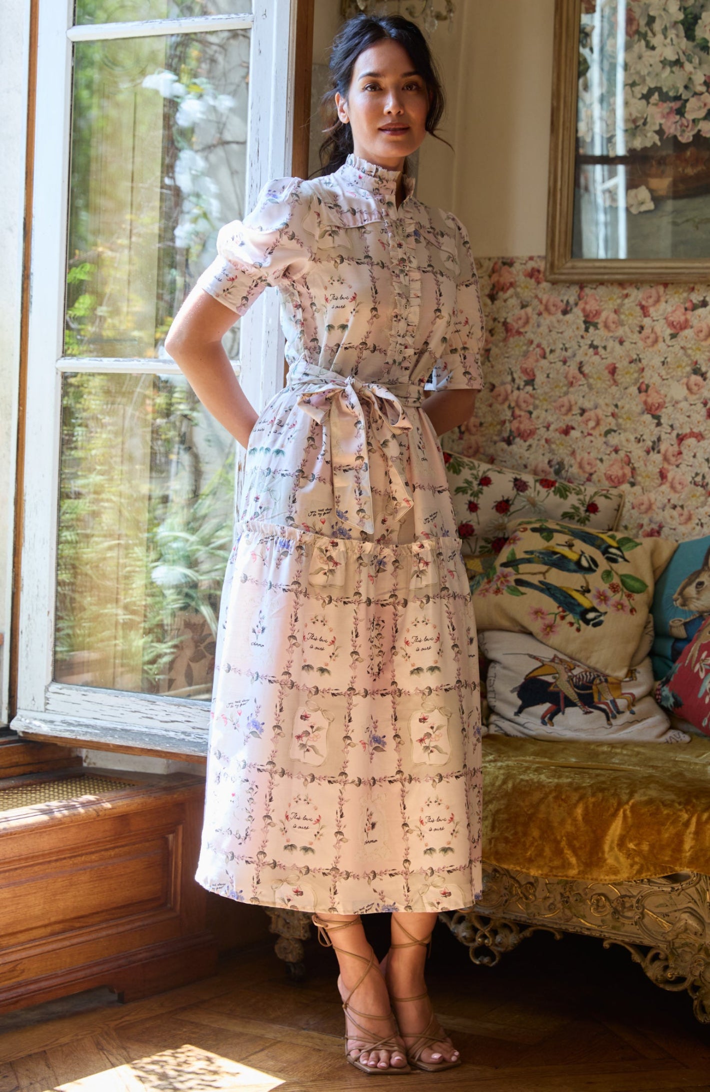 Woman wearing Hope & Ivy Pamela Tiered Maxi Dress by Hope and Ivy standing indoors Shop Hope and Ivy at Dotique