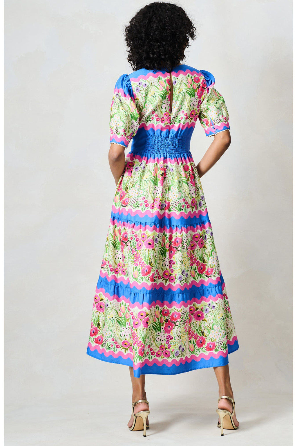 Hope & Ivy The Jo Blue & Pink Floral Tea Dress by Hope and Ivy, shop the Hope and Ivy collection at Dotique.