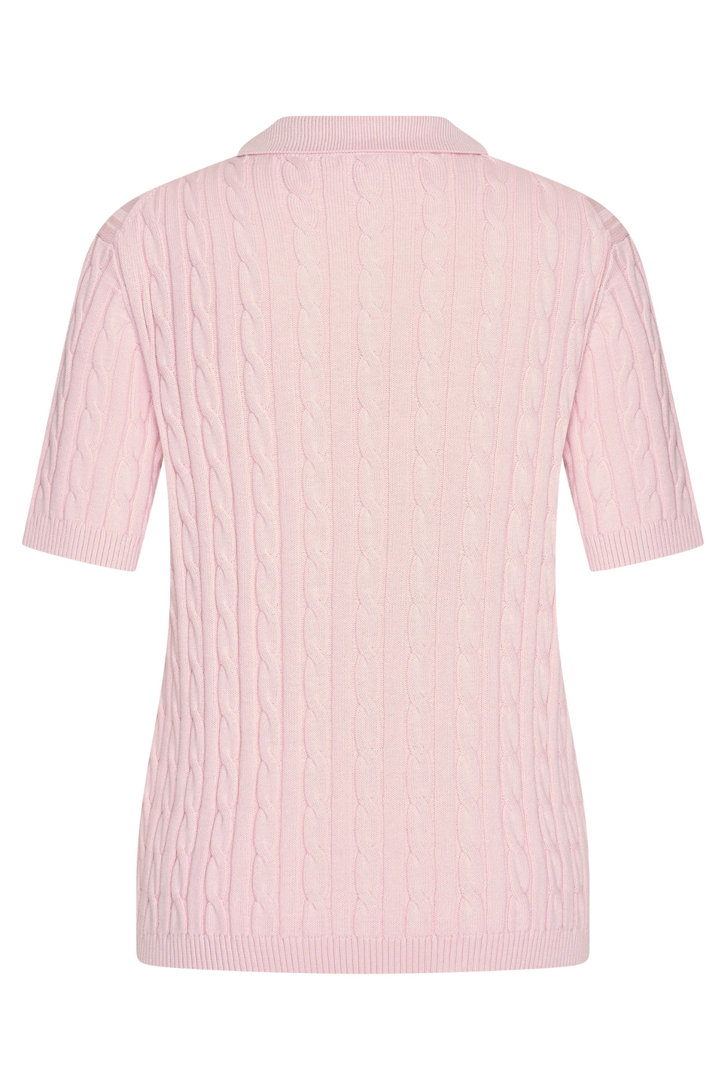 HV Society HVSAnna Pink Knitted Polo back view in pink cotton knit, shop HV Society at Dotique for stylish womenswear.