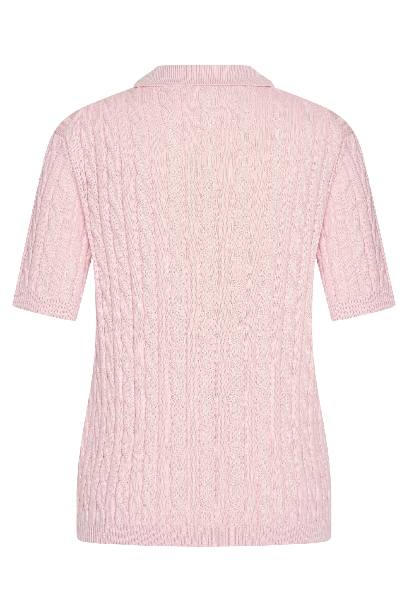 HV Society HVSAnna Pink Knitted Polo back view in pink cotton knit, shop HV Society at Dotique for stylish womenswear.