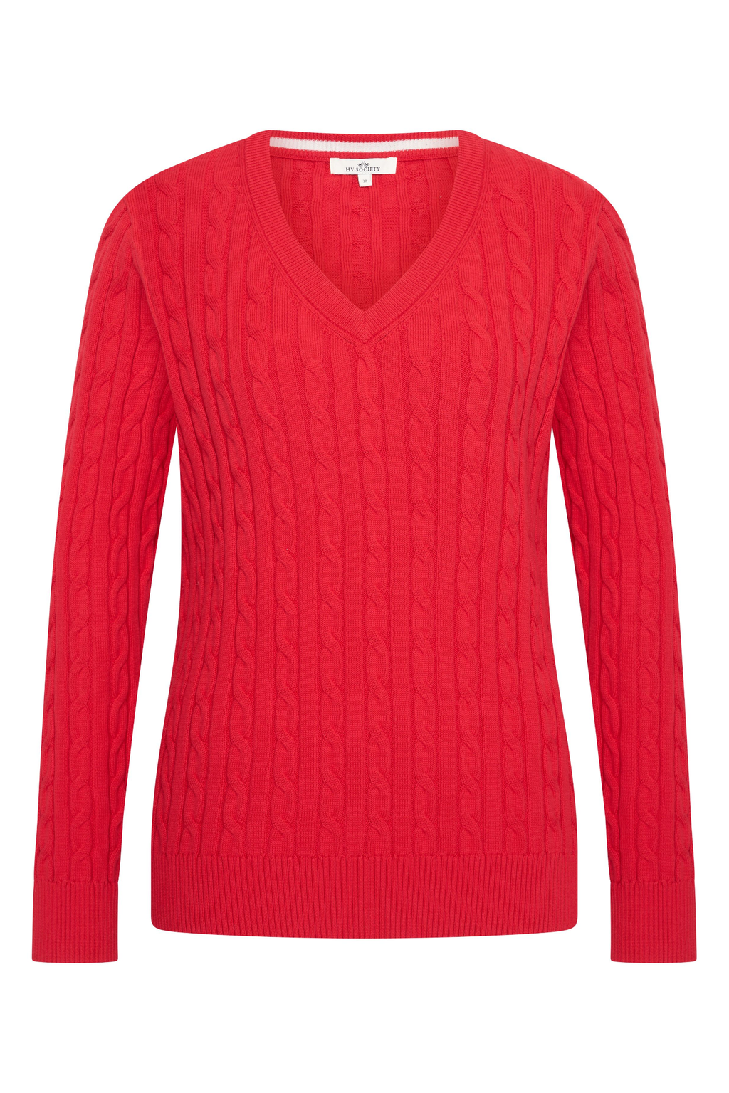 HV Society HVSAva Red Jumper in cable knit design by HV Society, shop the brand now at Dotique online.