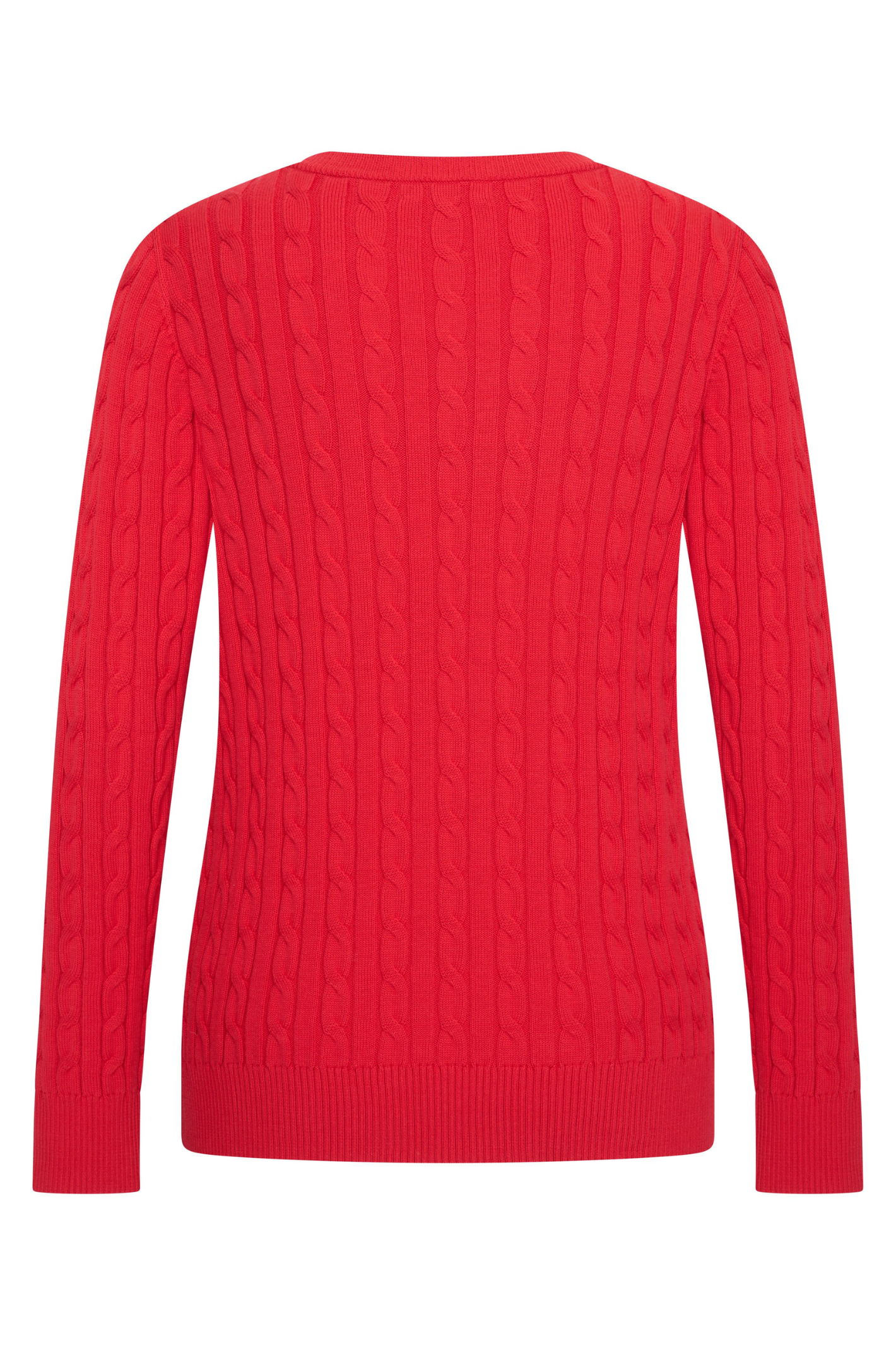 HV Society HVSAva Red Jumper cable knit style visible from the back, shop HV Society at Dotique online.