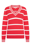 HV Society HVSBella Red Jumper with bold red and white stripes available to shop the vendor HV Society at Dotique