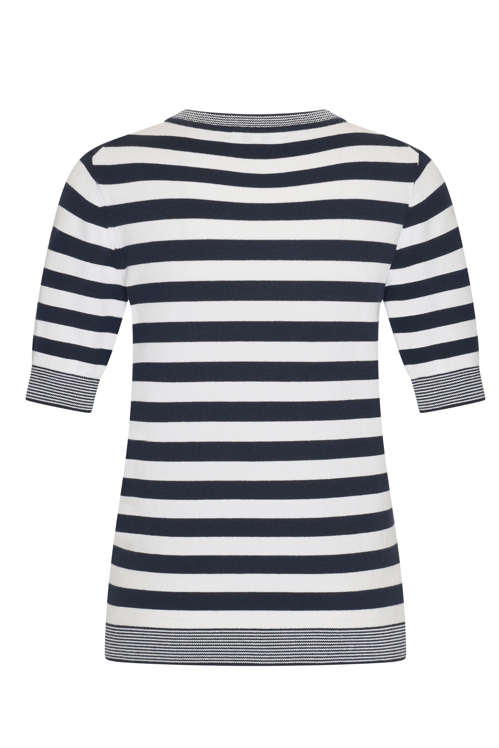 Back view of HV Society HVSBobby Navy Jumper with navy and white stripes, shop HV Society at Dotique for stylish knitwear