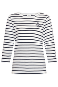 Front view of HV Society HVSCaroline Navy Top striped long sleeve by HV Society, shop HV Society at Dotique