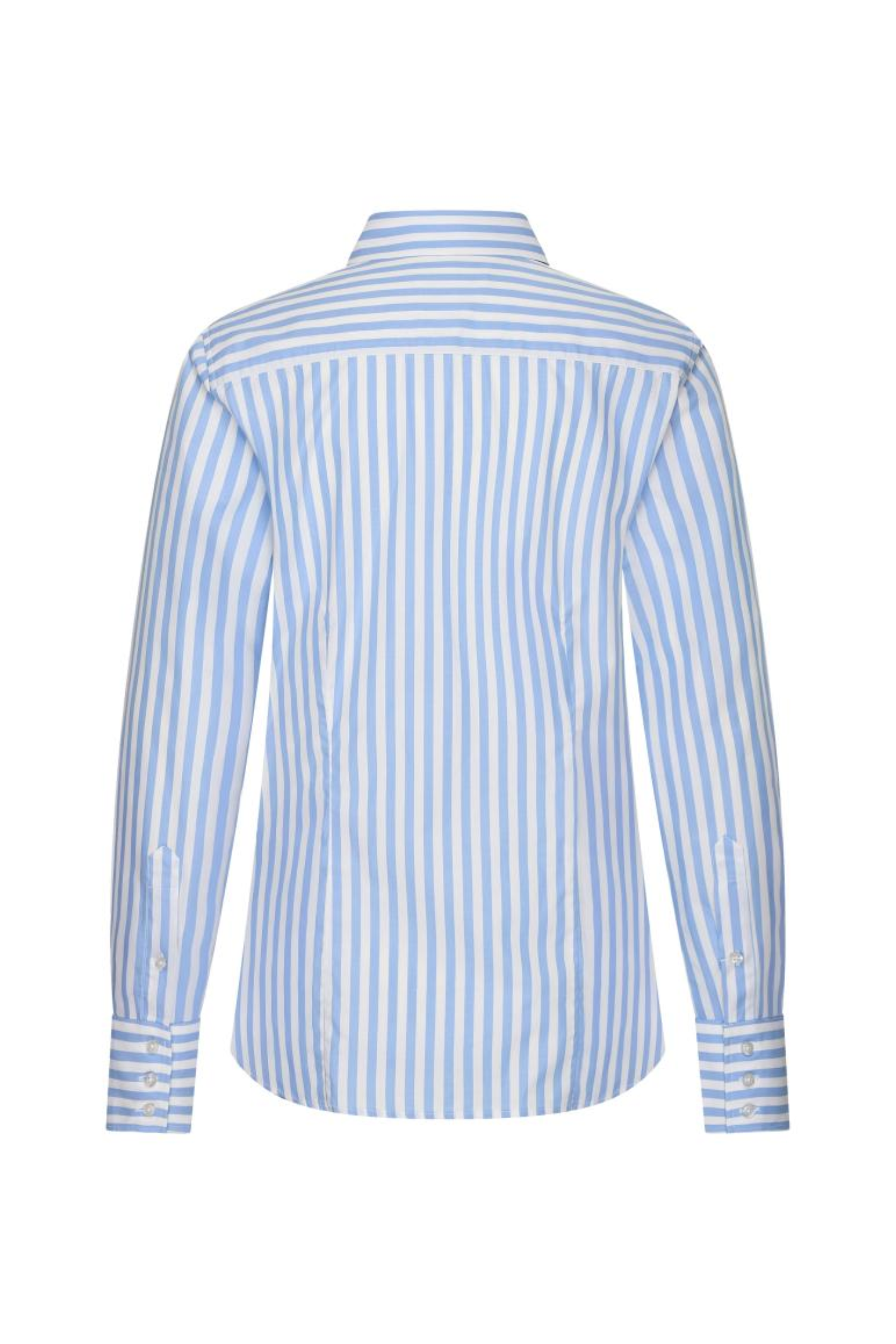 Back view of HV Society HVSDebora Light Blue Blouse by HV Society with vertical stripes, shop HV Society at Dotique.