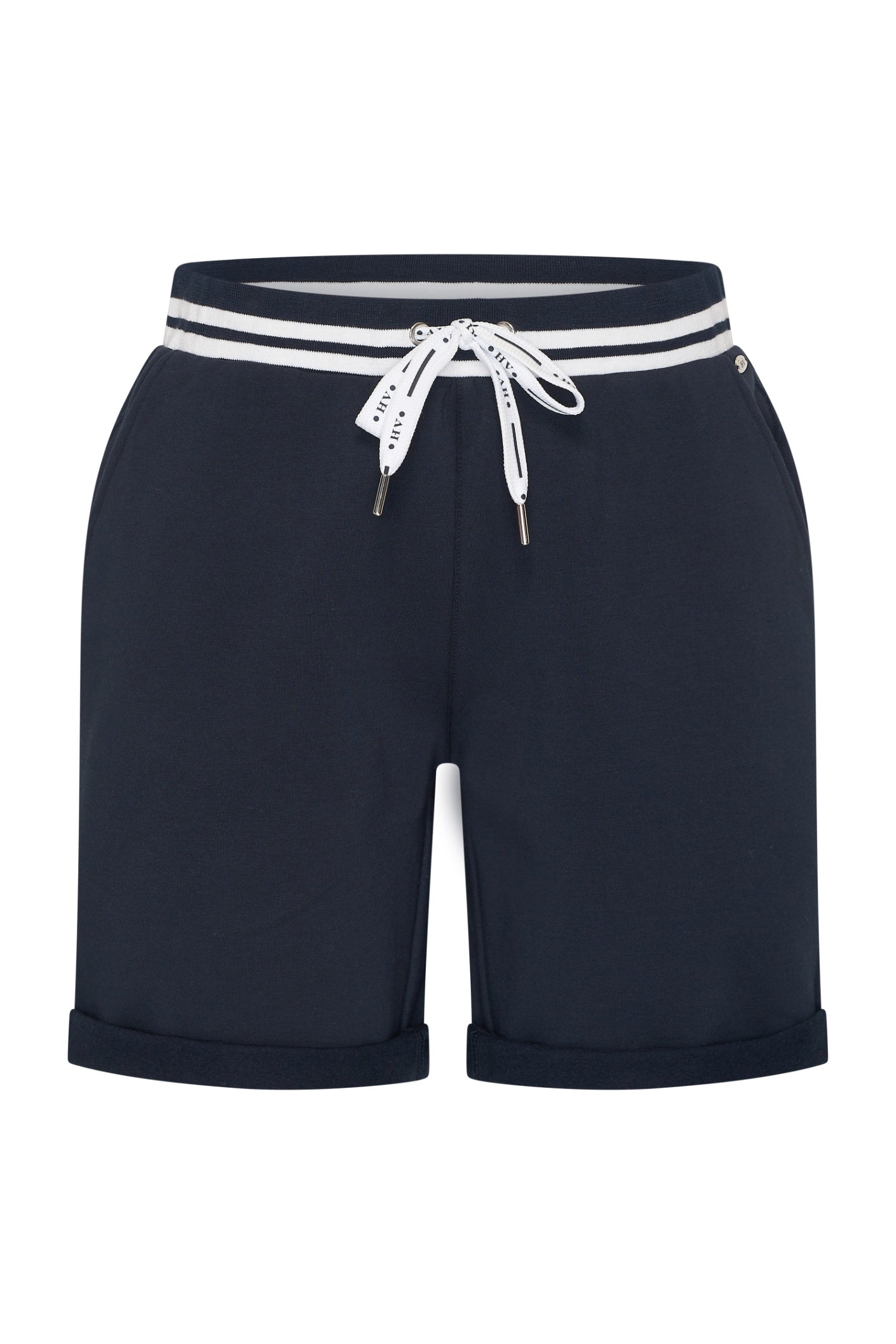 HV Society HVSKennedy Navy Shorts with white drawstring and striped waistband, shop HV Society at Dotique online.