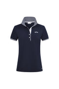 HV Society HVSMackenzie Navy Polo Shirt with striped collar detail, available to shop at Dotique from HV Society