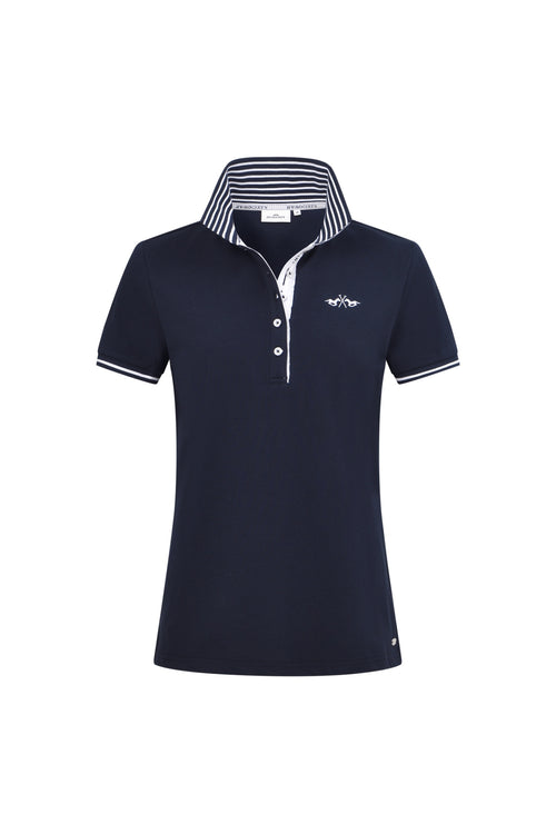 HV Society HVSMackenzie Navy Polo Shirt with striped collar detail, available to shop at Dotique from HV Society
