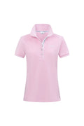 HV Society HVSMackenzie Pink Polo Shirt with striped collar, shop HV Society collections at Dotique for stylish casual wear