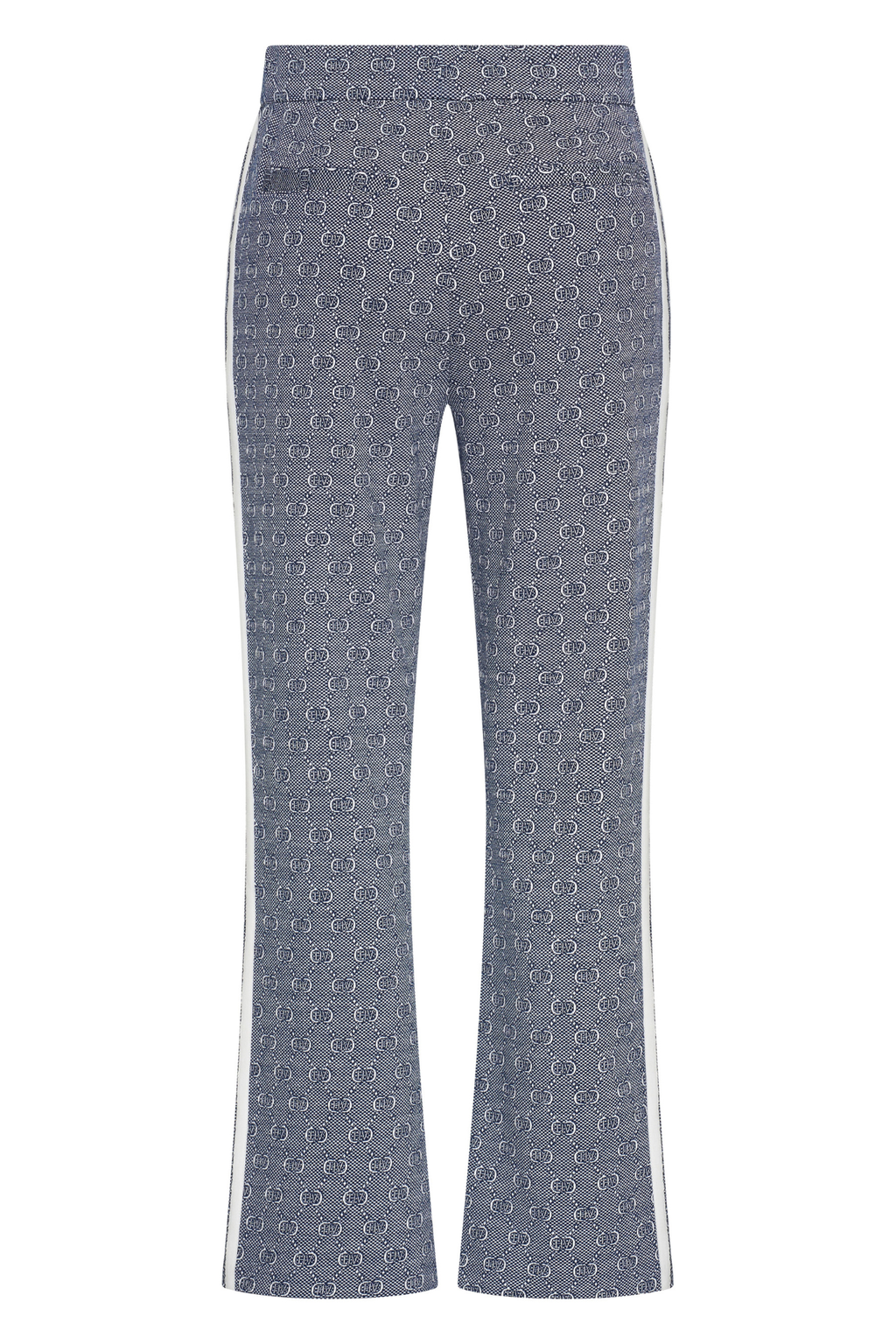 HV Society Naomi navy trousers in a soft stretch jersey with a flattering slim flared leg. Comfortable, polished and easy to wear. Shop at Dotique.