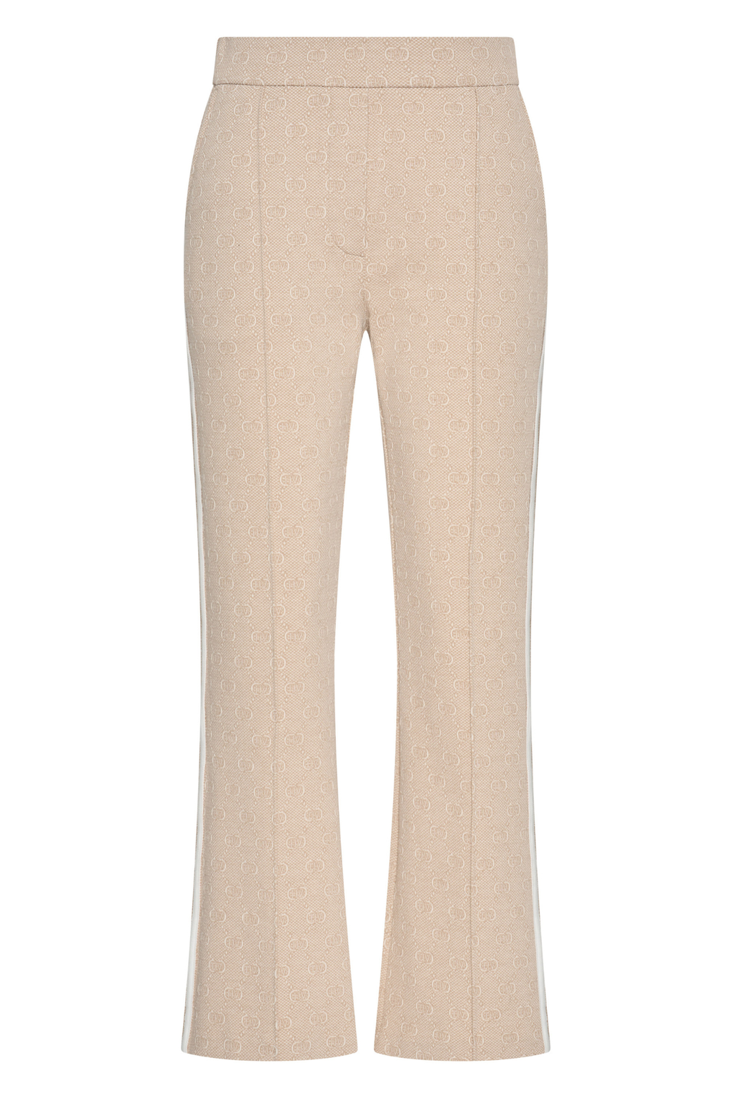 HV Society Naomi sand trousers in a soft stretch jersey with a flattering slim flared leg. Comfortable, polished and easy to wear. Shop at Dotique.