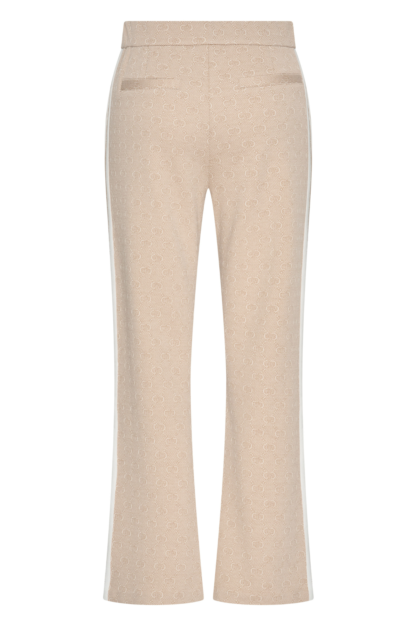 HV Society Naomi sand trousers in a soft stretch jersey with a flattering slim flared leg. Comfortable, polished and easy to wear. Shop at Dotique.
