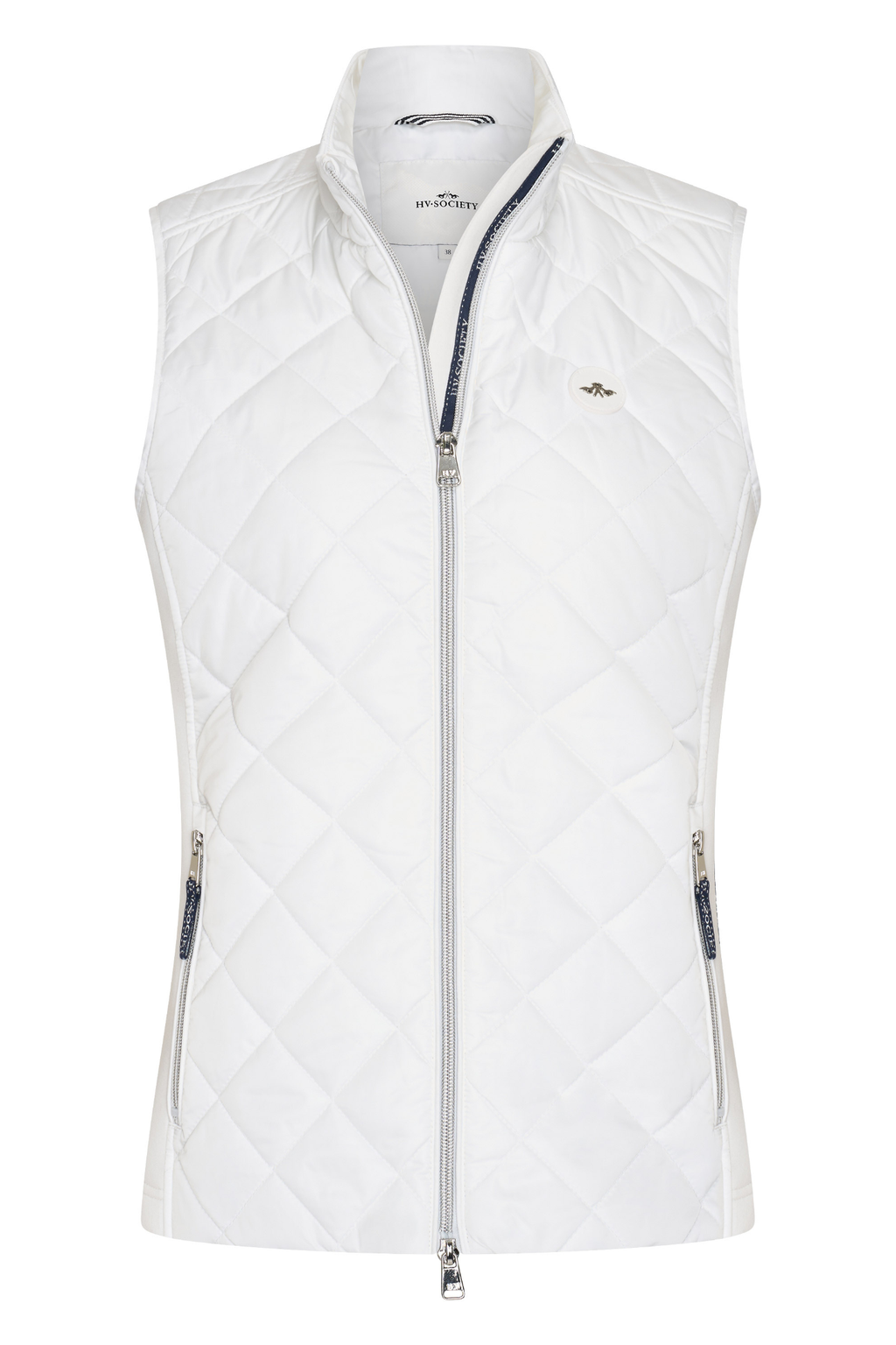 HV Society Paisley white quilted bodywarmer with zip front and slim fit. Lightweight, flattering and perfect for layering. Shop now at Dotique.