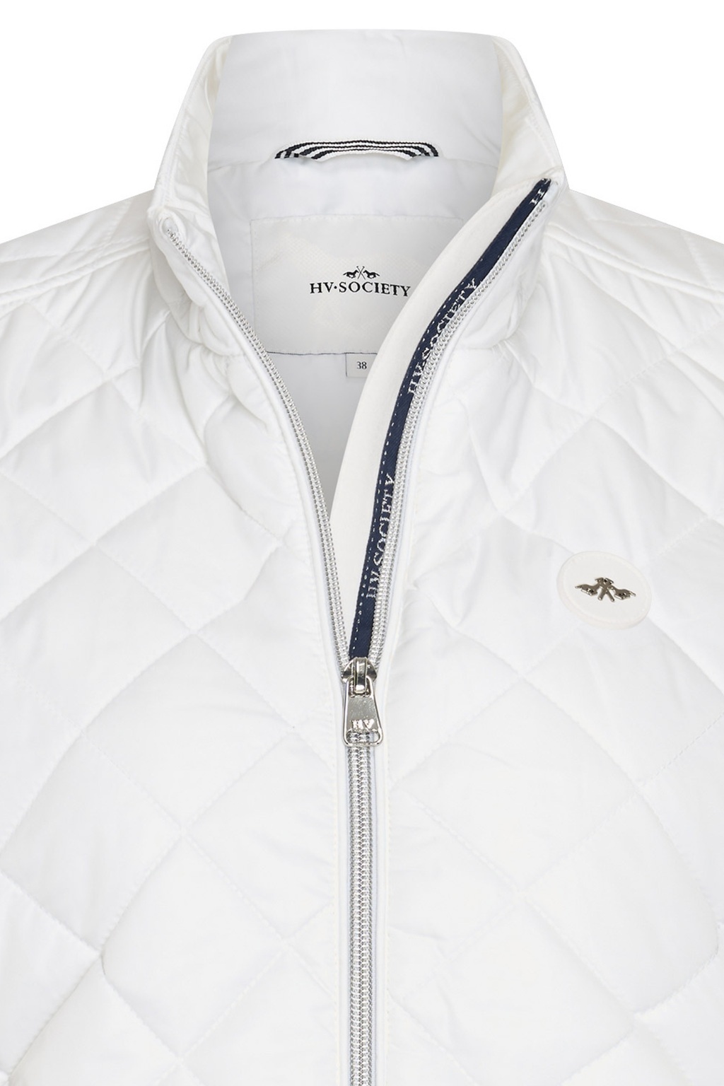 HV Society Paisley white quilted bodywarmer with zip front and slim fit. Lightweight, flattering and perfect for layering. Shop now at Dotique.