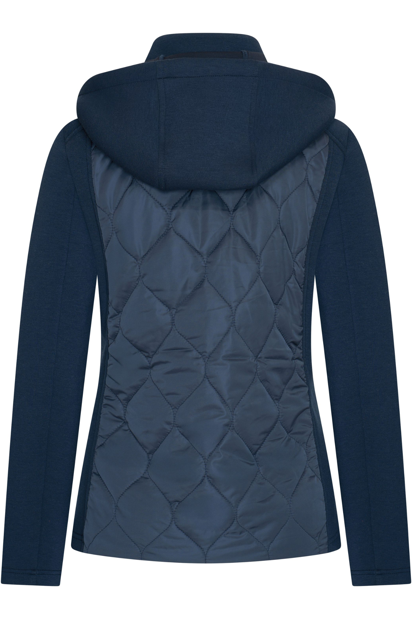 HV Society Rose navy quilted cardigan with zip front and hood. Soft, flattering and perfect for everyday layering. Shop now at Dotique.