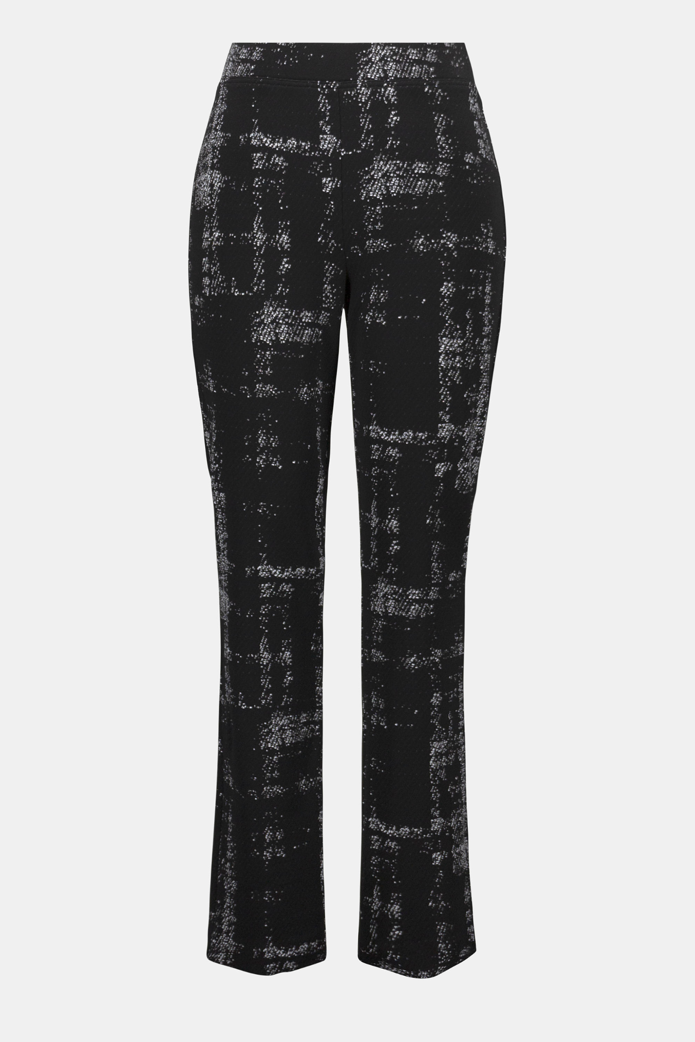 Joseph Ribkoff plaid jacquard knit pull-on trousers with elastic waistband

