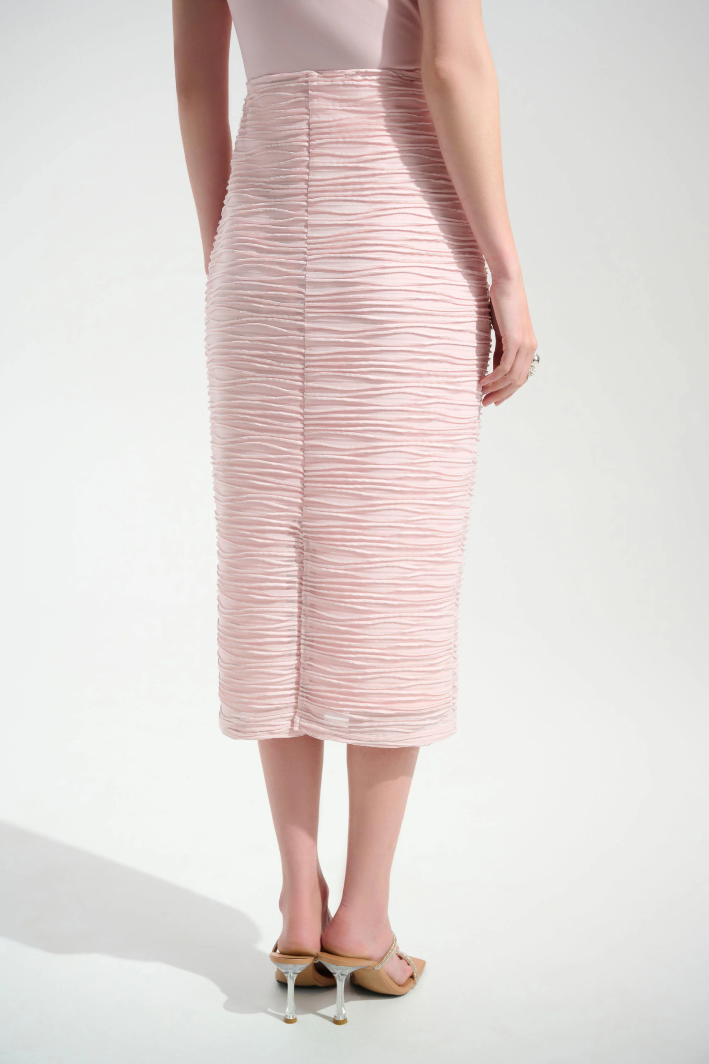 Joseph Ribkoff 254733S26 Petal Pink lurex cascade knit pencil skirt – Dotique