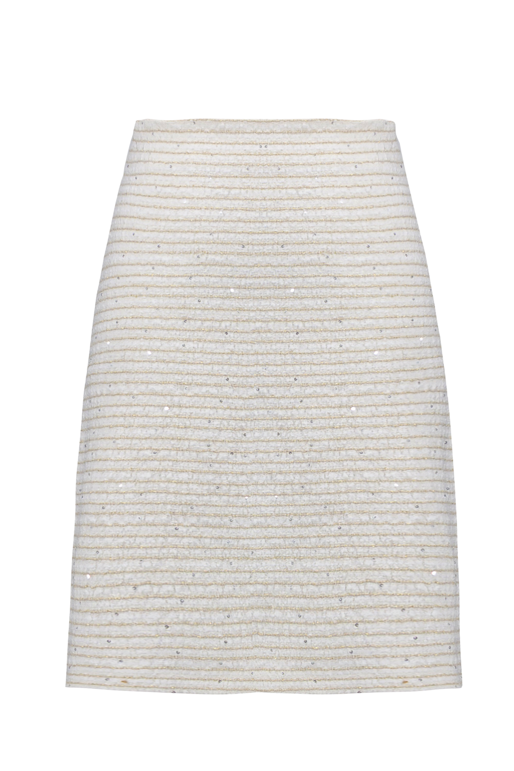 Joseph Ribkoff 261175 off-white and gold bouclé A-line skirt