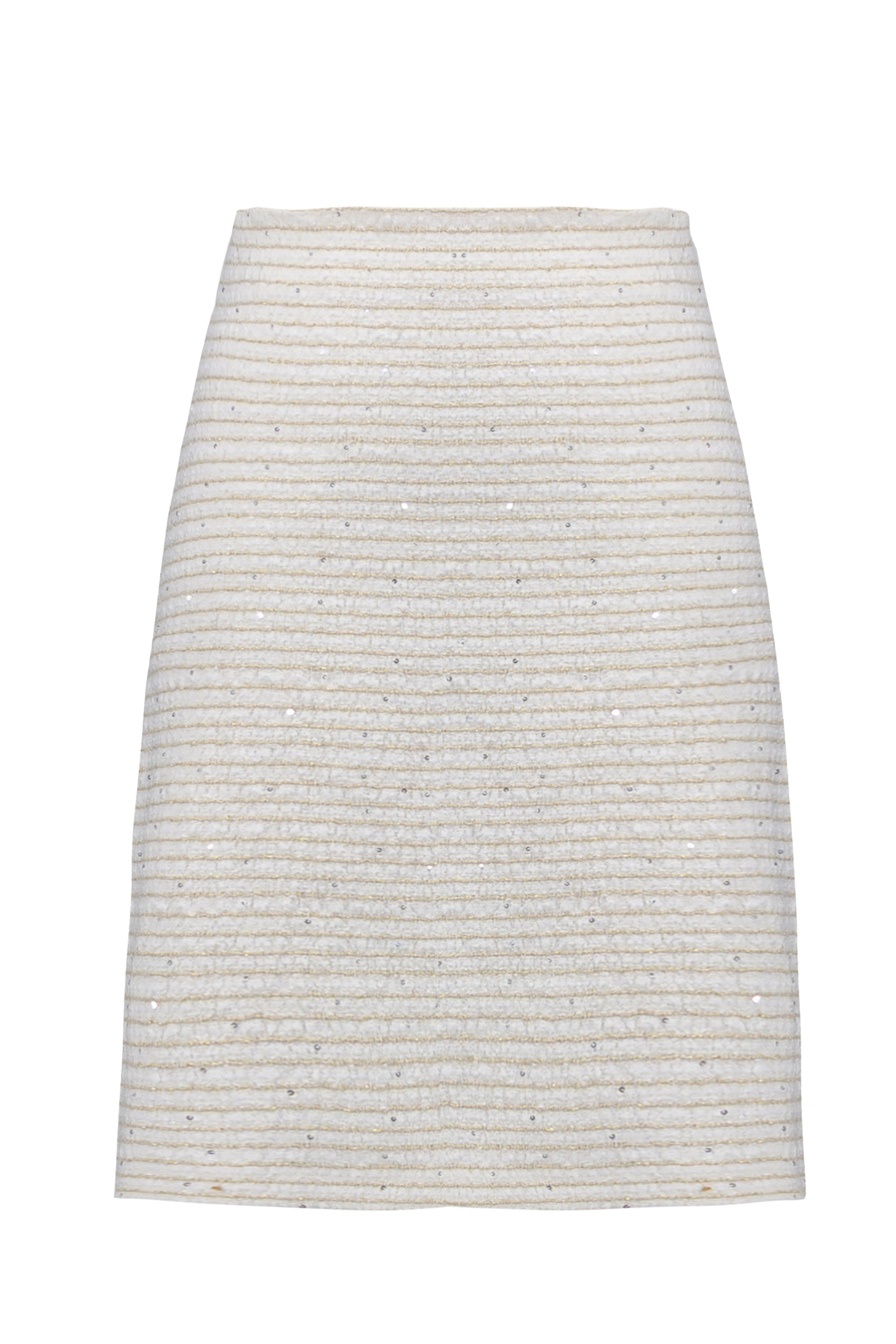 Joseph Ribkoff 261175 off-white and gold bouclé A-line skirt