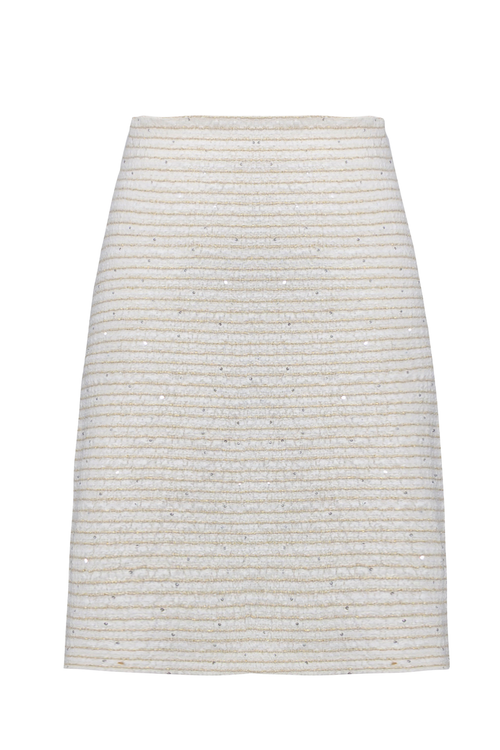 Joseph Ribkoff 261175 Off- White/ Gold Bouclé High Waist A-Line Skirt
