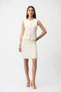 Joseph Ribkoff 261175 off-white and gold bouclé A-line skirt
