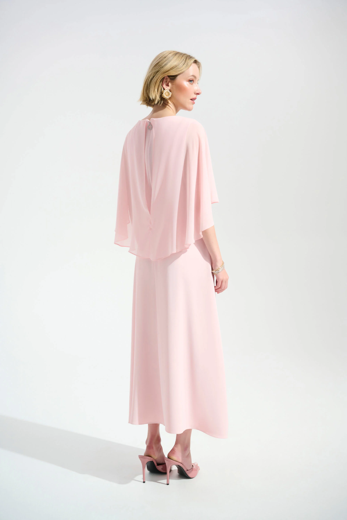 Joseph Ribkoff 261708 Petal Pink Chiffon Overlay Dress | Dotique Joseph Ribkoff 261708 Petal Pink Chiffon Overlay Dress | Dotique