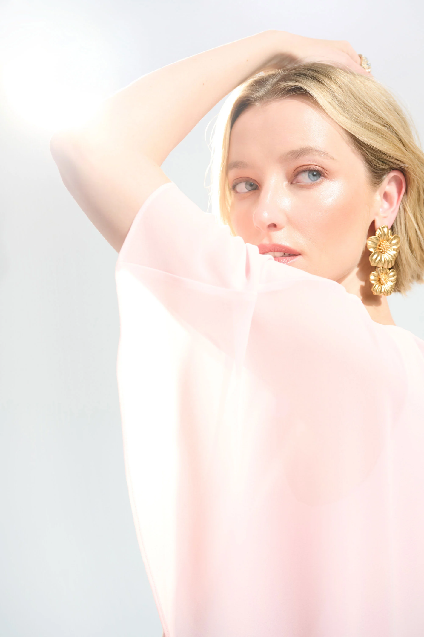 Joseph Ribkoff 261708 Petal Pink A-line dress with chiffon overlay and cape back