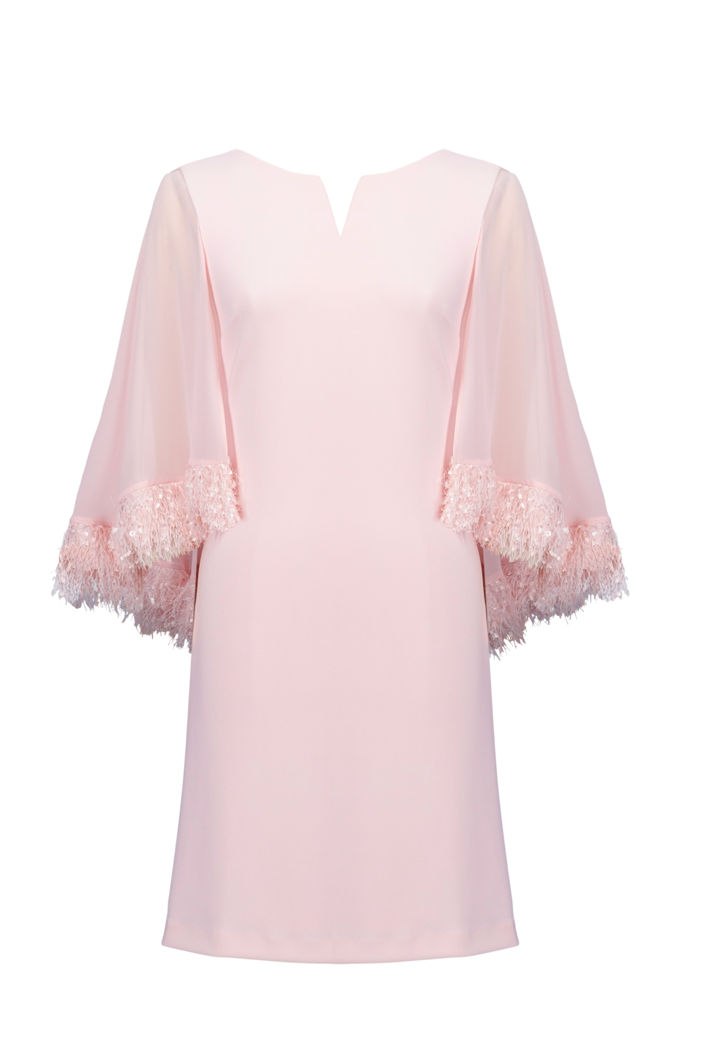 Joseph Ribkoff 261715 Petal Pink dress with chiffon cape overlay