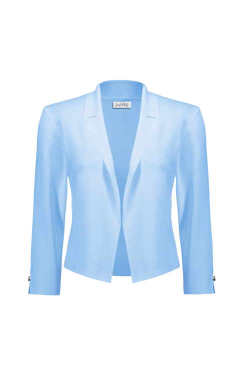 Women’s lightweight sky blue cardigan with slit sleeves and button detail by Joseph Ribkoff.