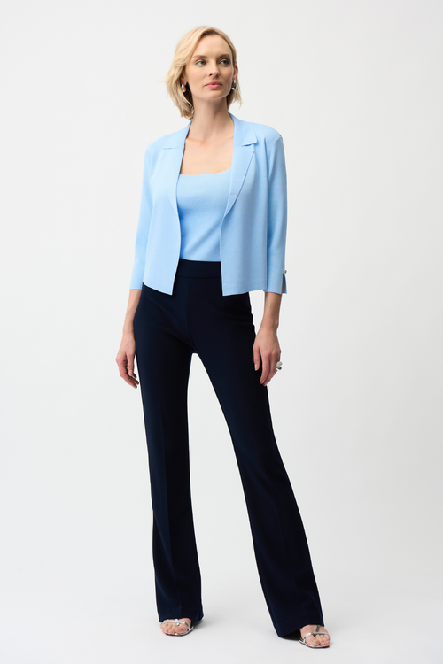Women’s lightweight sky blue cardigan with slit sleeves and button detail by Joseph Ribkoff.