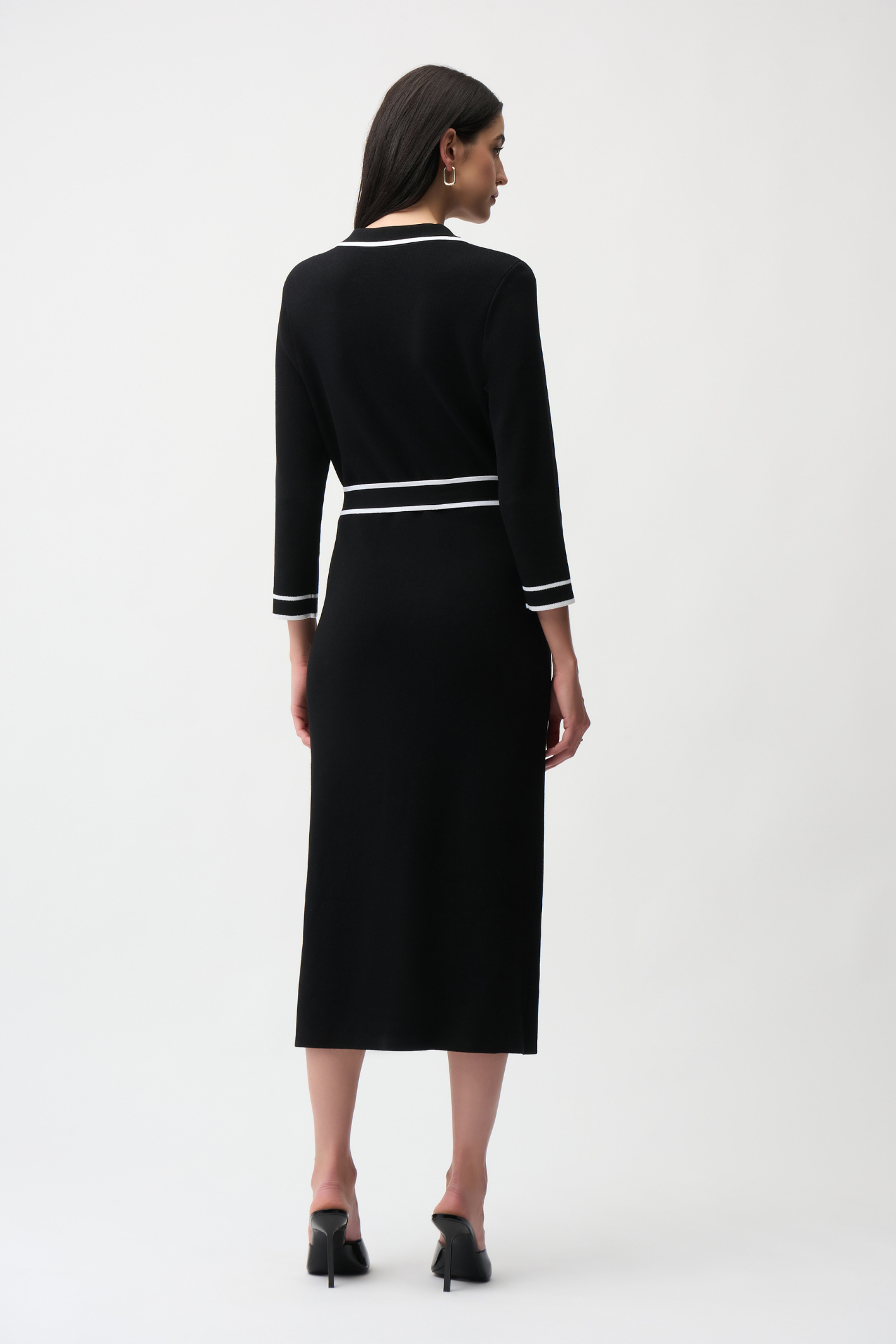 Joseph Ribkoff 261944 black and vanilla viscose dress with modern contrast design
