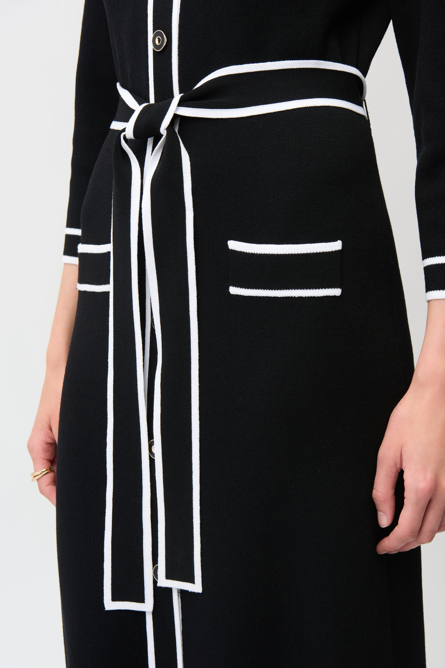 Joseph Ribkoff 261944 black and vanilla viscose dress with modern contrast design