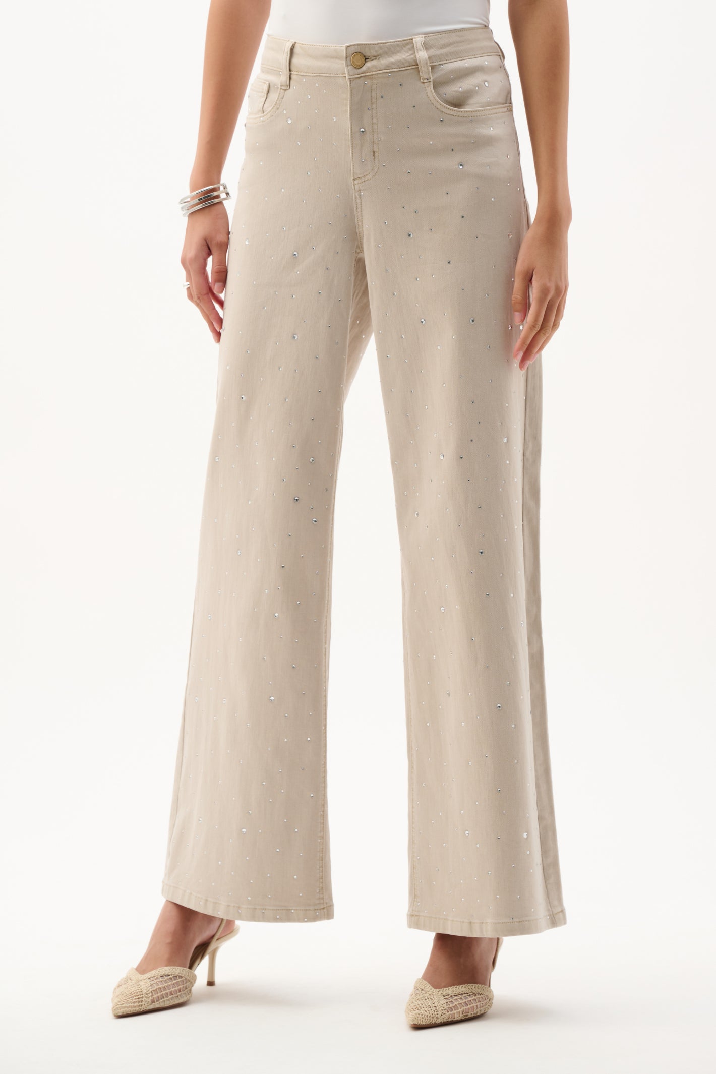 Joseph Ribkoff 262940 Moonstone Featherweave™ Denim Wide Leg Jeans With Rhinestones by Joseph Ribkoff Shop Dotique