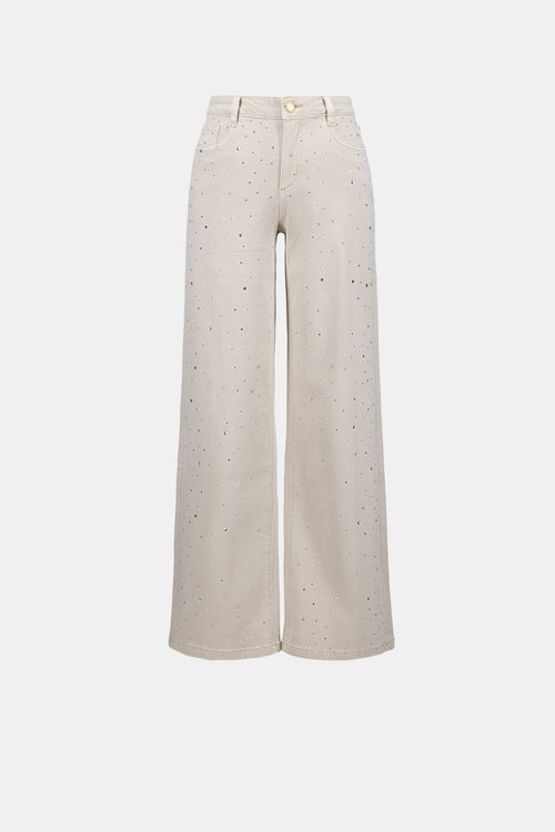 Joseph Ribkoff 262940 Moonstone Featherweave™ Denim Wide Leg Jeans With Rhinestones by Joseph Ribkoff, shop Joseph Ribkoff at Dotique
