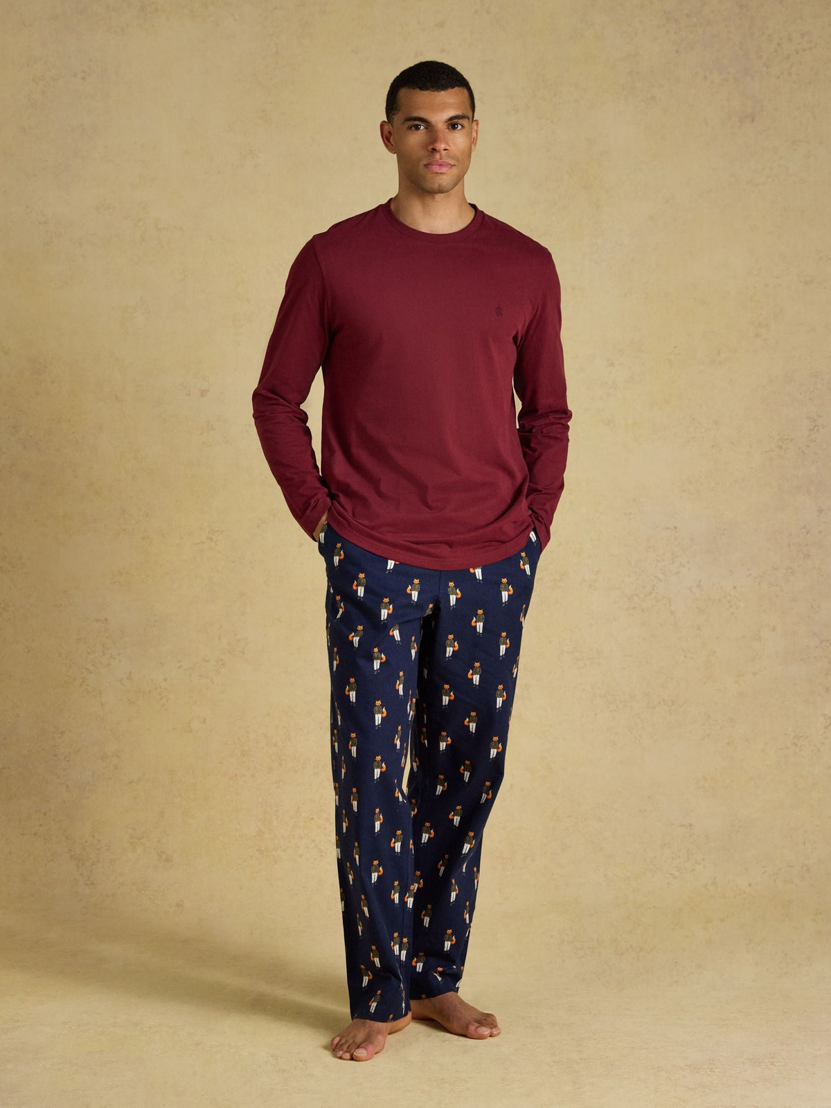 Joules Men's Burgundy Red Lounge Top – view 4 at Dotique