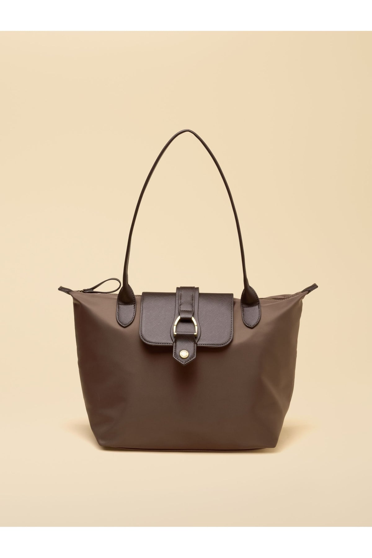 Joules Edie Mocha Brown Zip Top Shopper Bag. Shop Joules at Dotique.