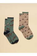 Joules Everyday Green/Neutral Horse Socks – 2 Pack. Shop Joules at Dotique.