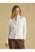 Joules Felicity White Lace Insert Jersey Shirt. Shop Joules at Dotique.