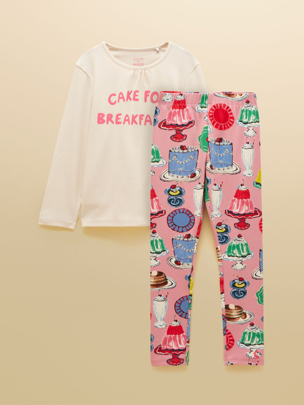 Shop Joules Girls' Kipwell Cream & Pink Pyjama Set at Dotique