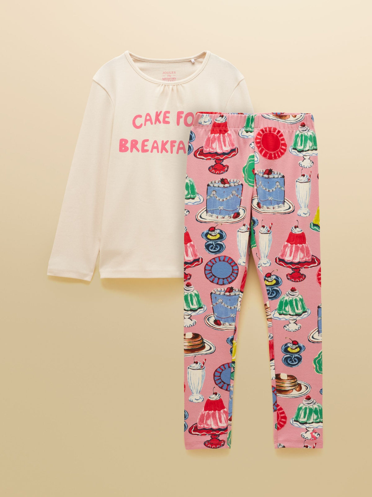 Shop Joules Girls' Kipwell Cream & Pink Pyjama Set at Dotique