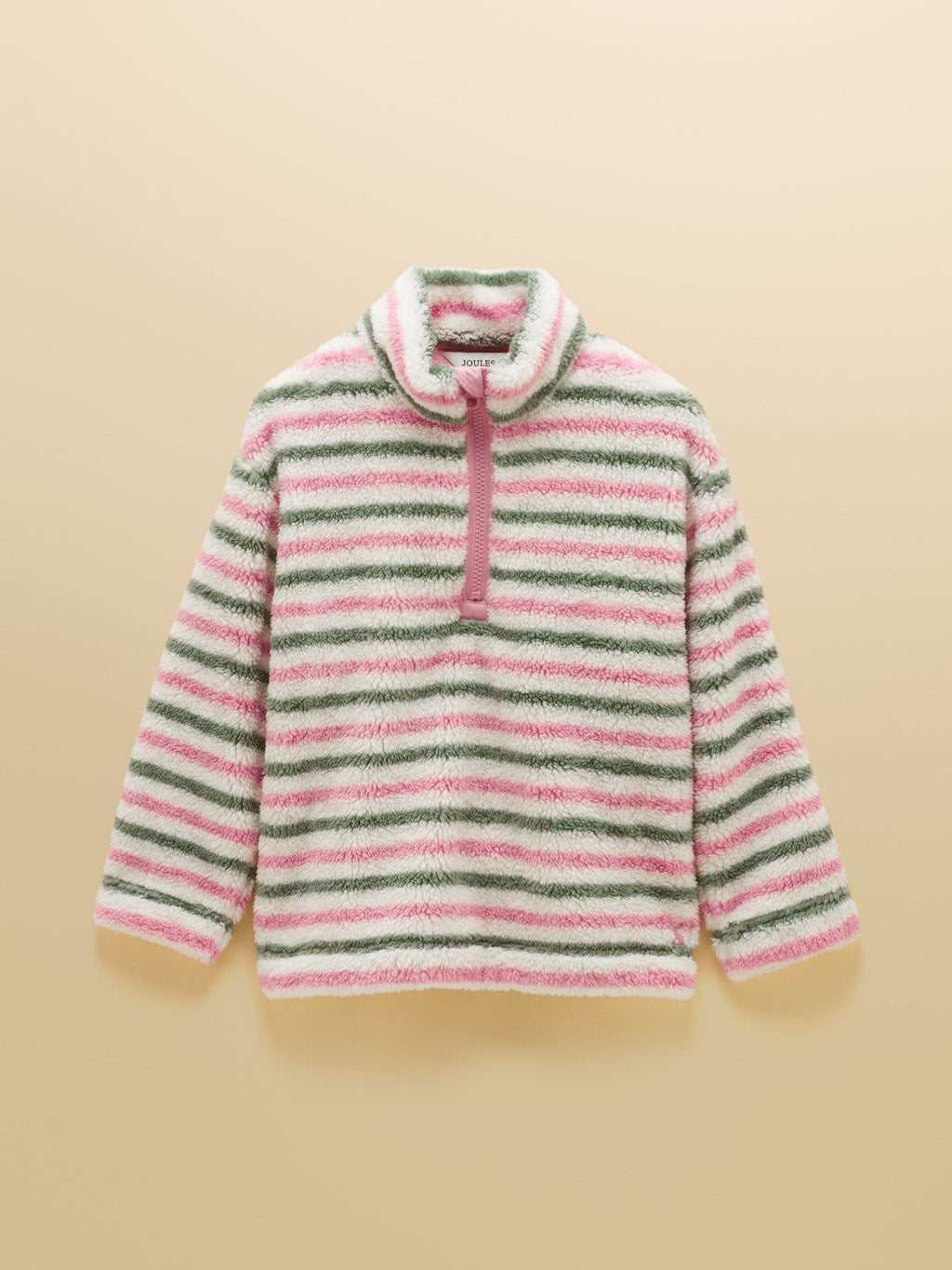 Shop Joules Girls' Woozle Pink & Khaki Stripe Fleece at Dotique