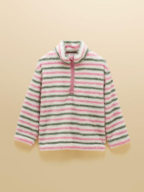 Shop Joules Girls' Woozle Pink & Khaki Stripe Fleece at Dotique