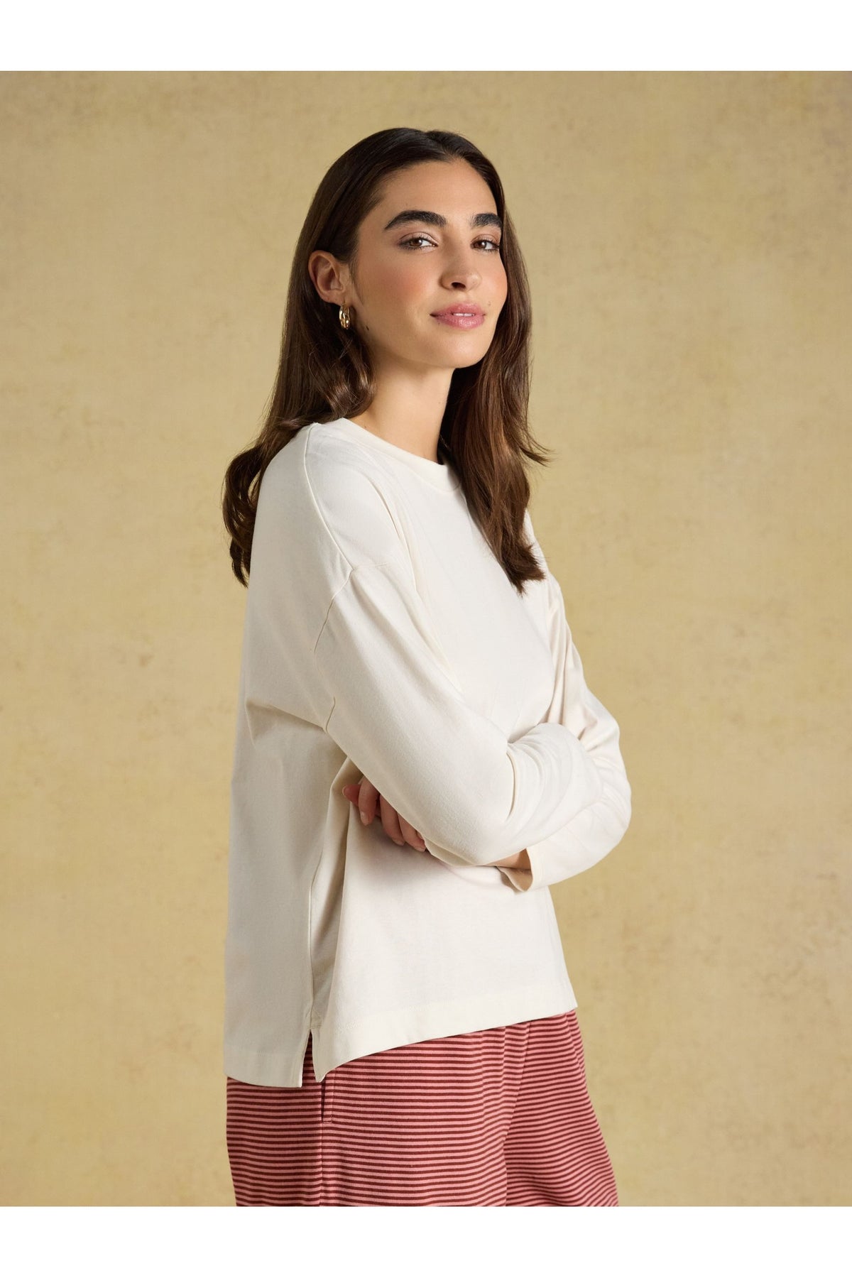 Joules Cream Cotton Long Sleeve Pyjama Top. Shop Joules at Dotique.
