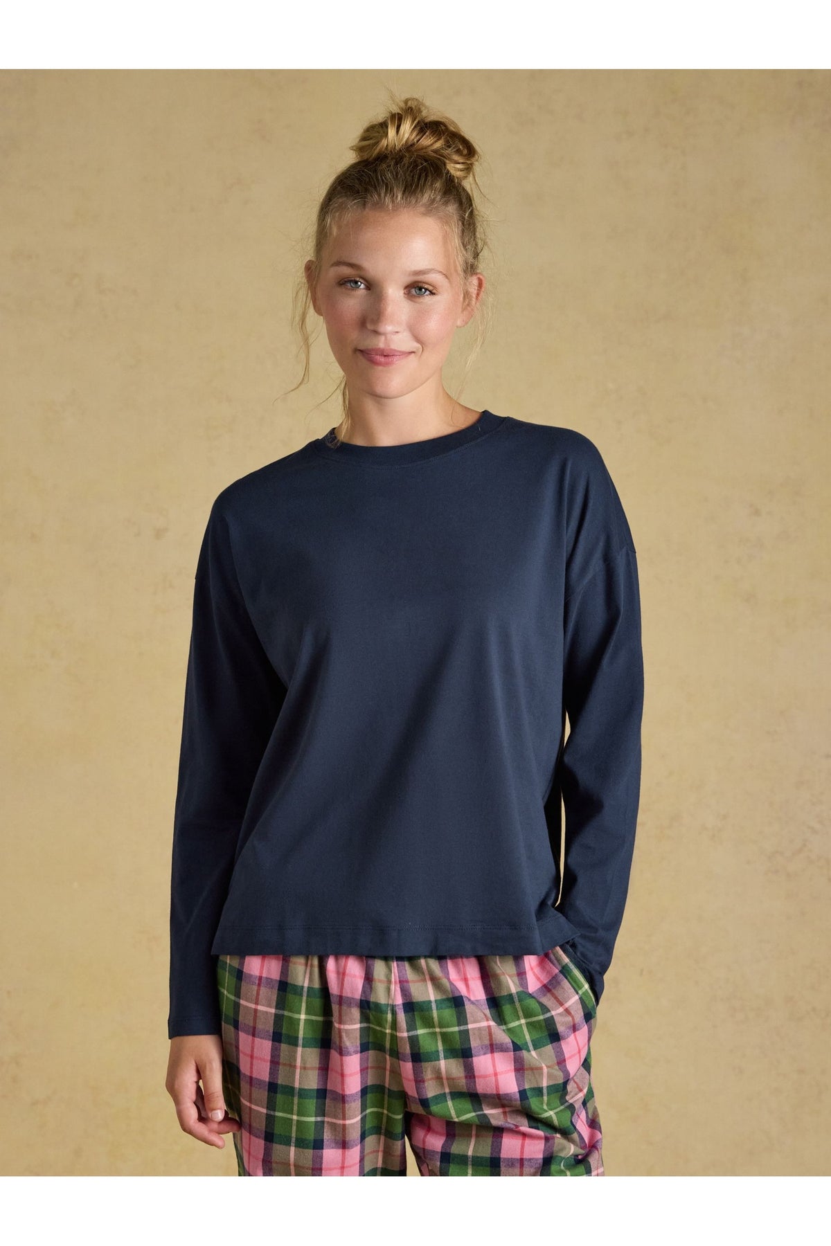 Joules Navy Cotton Long Sleeve Pyjama Top. Shop Joules at Dotique.
