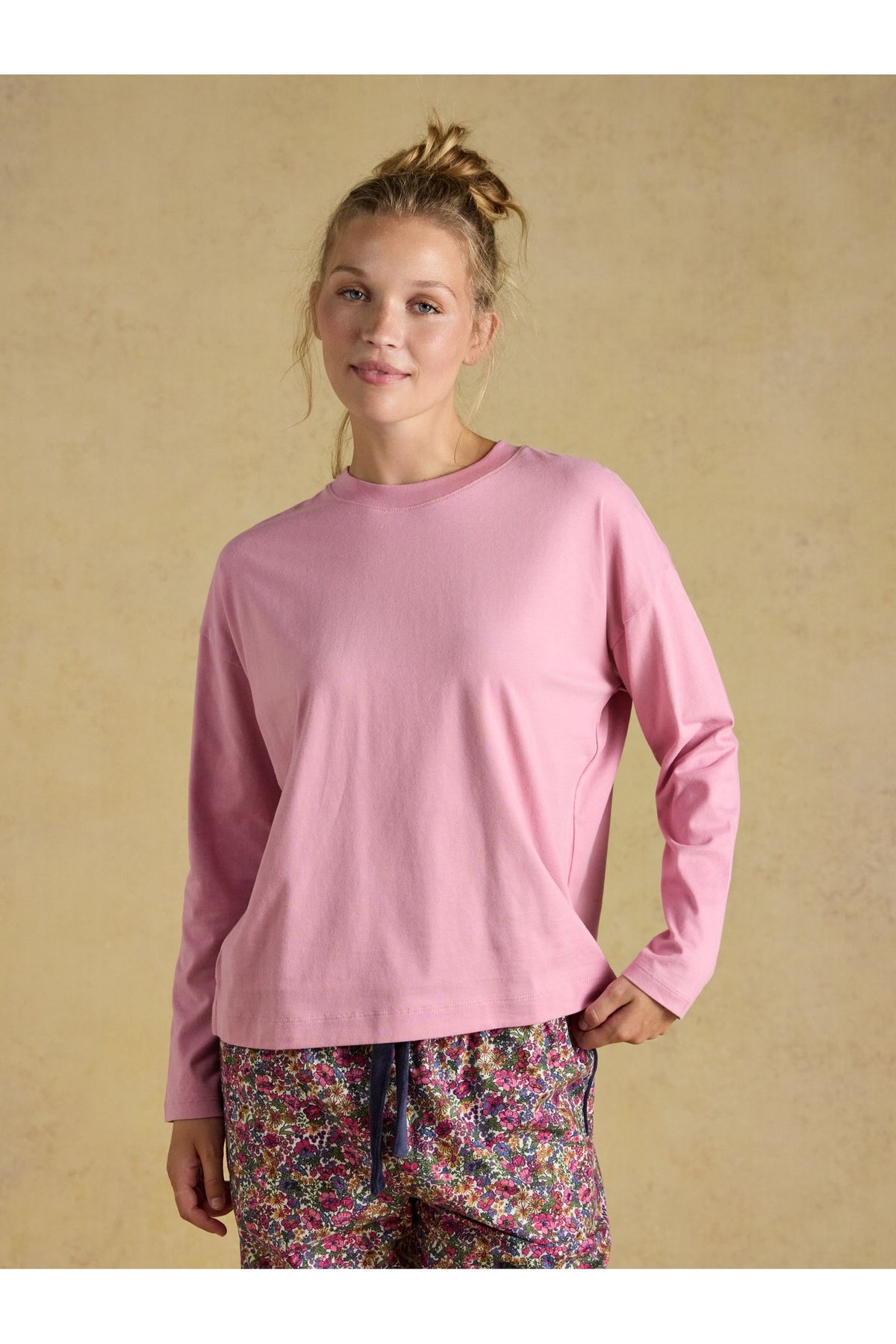 Joules Pink Cotton Long Sleeve Pyjama Top. Shop Joules at Dotique.