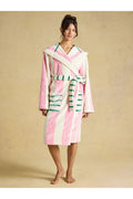 Joules Luna Pink & Cream Stripe Hooded Dressing Gown. Shop Joules at Dotique.