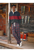 Joules Men's Burgundy Red Check Flannel Pyjama Trousers. Shop Joules at Dotique.