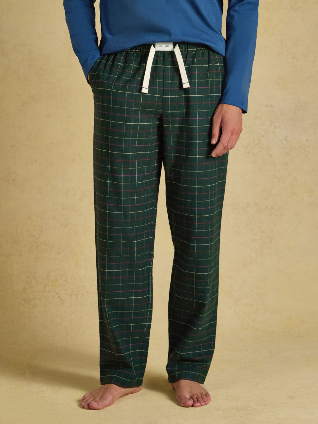 Shop Joules Men's Green Check Flannel Pyjama Trousers at Dotique